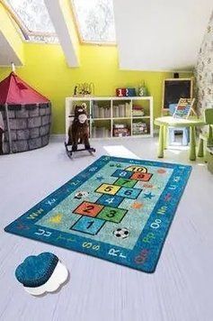 Ковер детский безворсовый Chilai Home 140x190 см Seksek mavi фото