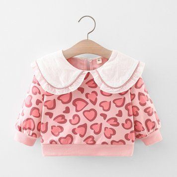 Кофта дитяча з білим коміром Hearts (Рожевий 120см) фото