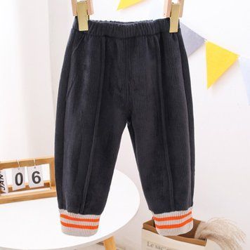 Штани дитячі вельветові теплі Baby Basic (Темно-синій 130см) фото