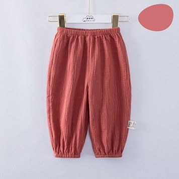 Штаны детские муслиновые однотонные Baby Basic (Бордовый 110см) фото