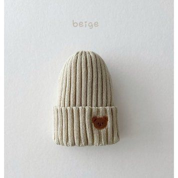 Дитяча шапка з ведмедиком Бежева, розмір 45-52 см фото