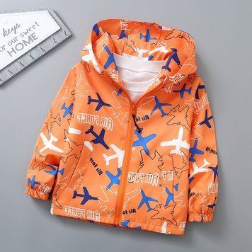 Вітровка дитяча з літаками 110см Помаранчевий (13165) фото