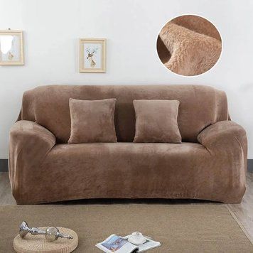 Чехол для защиты трехместного дивана Diana Textile Plush Velvet, 195-230 см, Коричневый фото