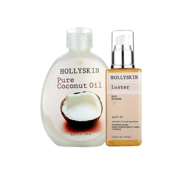 Шиммер HOLLYSKIN Luster Body Shimmer gold. 03 + Кокосовое масло HOLLYSKIN Pure Coconut Oil фото