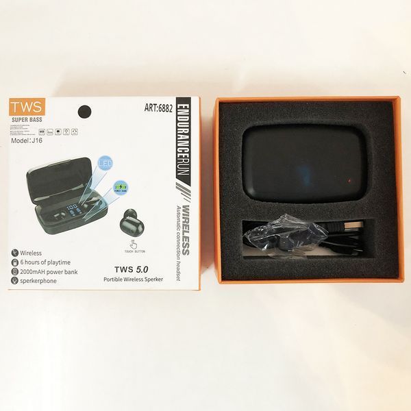 Bluetooth стерео навушники бездротові з боксом для зарядки Air J16 TWS Original. Колір чорний фото
