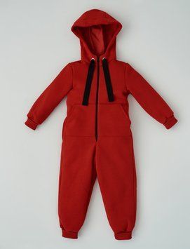 Комбинезон детский на флисе с капюшоном Красный 128-134 12962 фото