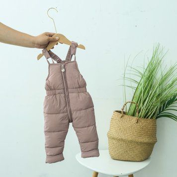 Напівкомбінезон дитячий теплий однотонний на блискавці (Рожевий 100см) фото