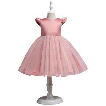 Платье детское с крылышками на плечах, Розовый, 110см фото