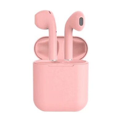 Бездротові bluetooth-навушники i12 5.0 з кейсом. Колір рожевий фото