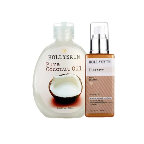 Шимер HOLLYSKIN Luster Body Shimmer bronze. 01 + Кокосова олія HOLLYSKIN Pure Coconut Oil фото