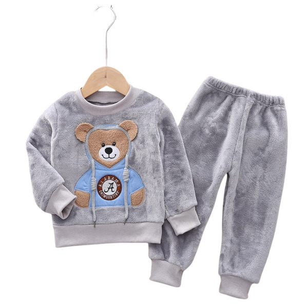 Костюм дитячий домашній теплий з ведмедиком (Серый 90 см) фото