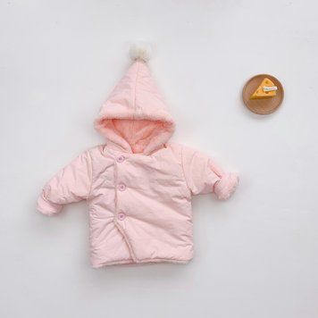 Куртка дитяча з помпоном на капюшоні Baby (Рожевий 66см) фото