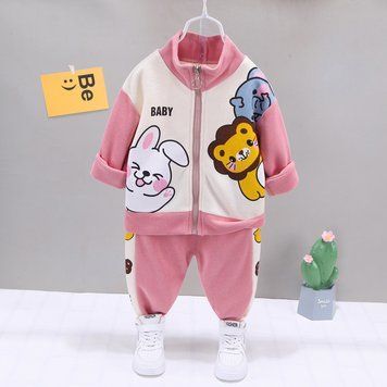 Костюм дитячий двійка з яскравим принтом BABY (Рожевий 90см) фото