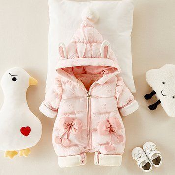 Комбинезон детский с ушками и бантиками 66см Розовый (10682) фото