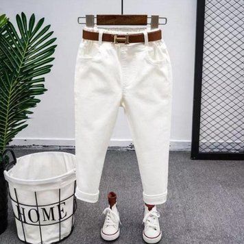 Стильні котонові штанці для хлопчика, білий ( 90 см) 2 роки фото