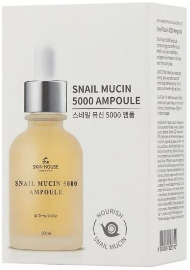 Омолоджуюча ампульна сироватка з муцином равлика та колагеном The Skin House Snail Mucin 5000 Ampoule, 30 мл фото