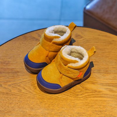 Дитячі теплі черевики на липучках 15 12,5см Жовтий (17076) фото