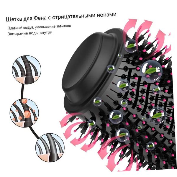 Фен Щітка гребінець 3в1 One step Hair Dryer 1000 Вт 3 режими випрямляч для укладання волосся стайлер з функцією іонізації фото