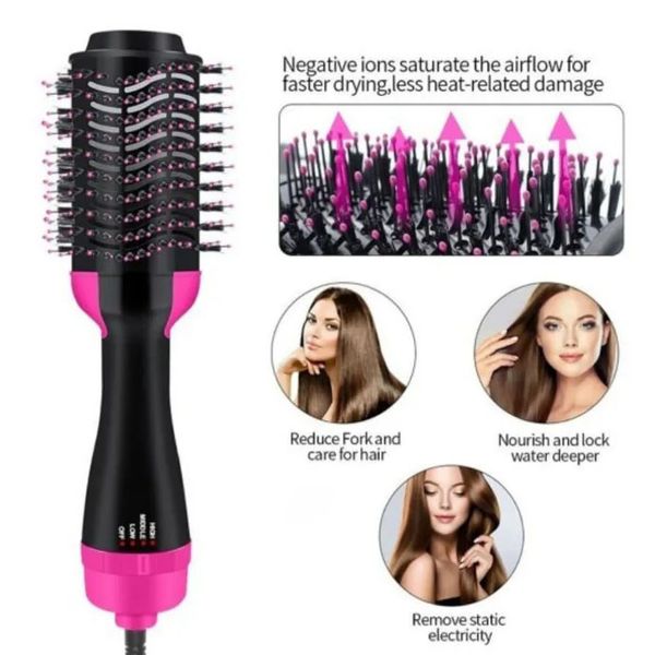 Фен Щітка гребінець 3в1 One step Hair Dryer 1000 Вт 3 режими випрямляч для укладання волосся стайлер з функцією іонізації фото