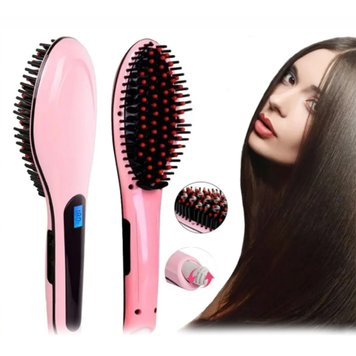 Расческа выпрямитель Fast Hair Straightener. Цвет: розовый фото