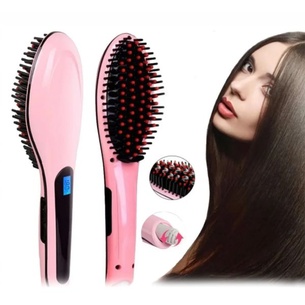 Гребінець випрямляч Fast Hair Straightener. Колір рожевий фото