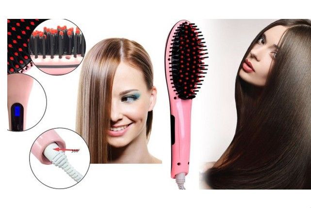 Расческа выпрямитель Fast Hair Straightener. Цвет: розовый фото