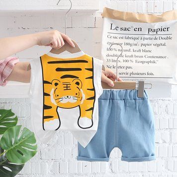 Костюм дитячий двійка Summer Tiger (Білий 100см) фото