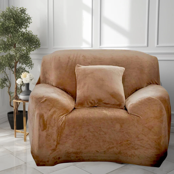 Защитный чехол на кресло Diana Textile Plush Velvet 90-140 см Светло-коричневый фото