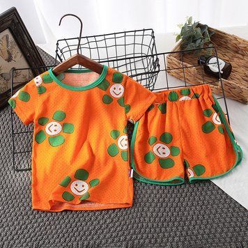 Костюм дитячий двійка з принтами Summer Fashion (Помаранчевий 130см) фото