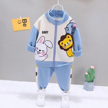Костюм дитячий двійка з яскравим принтом BABY (Синій 80см) фото