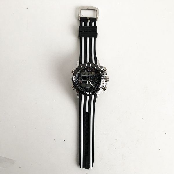 Часы наручные QUAMER ремешок каучук, dual time. Цвет: с белыми вставками фото