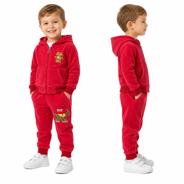 Костюм-трійка теплий, малиновий Brand, 80 см, 1 рік фото