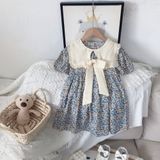 Сукня дитяча з квітковим принтом у ретро стилі (Синій 100см) 13208-100см-Синій фото