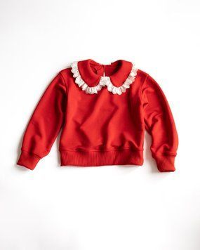 Свитшот Мия с ажурным воротничком Alwair Kids Красный 120см 81063 фото