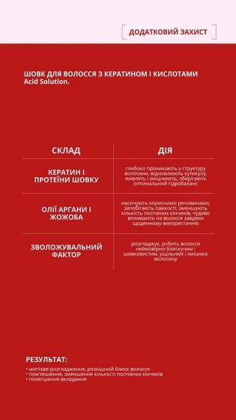 Шелк для волос с кератином и кислотами HOLLYSKIN Acid Solution 30 мл фото