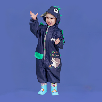 Дощовик дитячий діно зі світловідбивною вставкою YSMEISI (Темно-синій 90см) фото