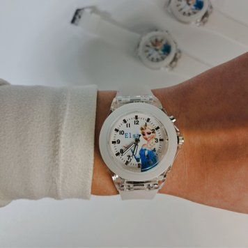 Дитячий годинник з Ельзою LED підсвітка, Білий, 18 см фото