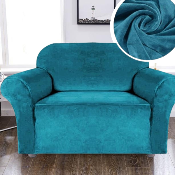 Защитный чехол на кресло Diana Textile Plush Velvet 90-140 см Бирюзовый фото