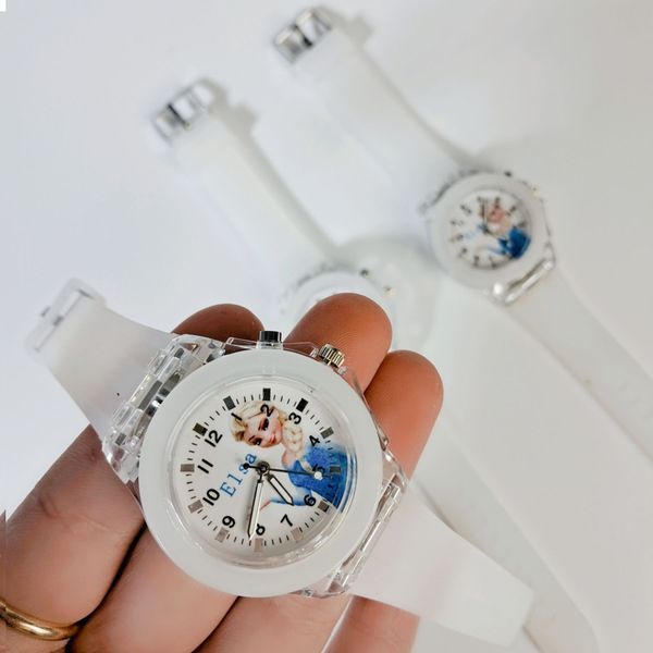 Детские часы с Эльзой LED подсветка, Белый, 18 см фото