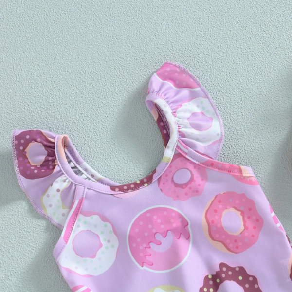 Купальник сплошной для девочек с пончиками Donut Infant Baby, Сиреневый, 9-12 міс фото