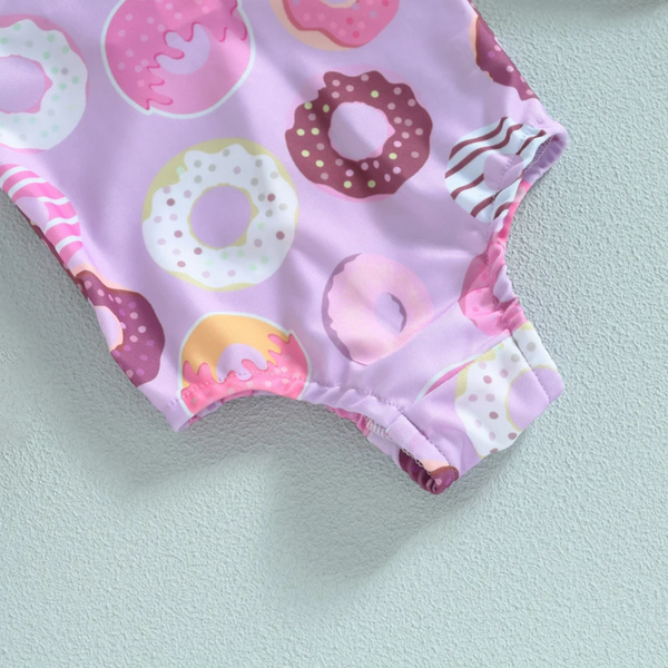 Купальник сплошной для девочек с пончиками Donut Infant Baby, Сиреневый, 9-12 міс фото