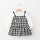 Платье детское в клетку с перламутровыми пуговицами Черный 80см 12486 12486-80см-Чор фото