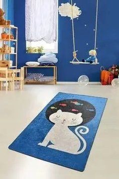 Ковер детский безворсовый Chilai Home 140х190 Cat and fishes фото