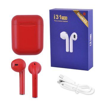 Бездротові Bluetooth навушники TWS i31-5.0. Колір червоний фото