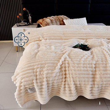 Пухнастий плед-покривало Шарпей Королівський Colorful Home, Молочний, Полуторний, 160x200 см фото