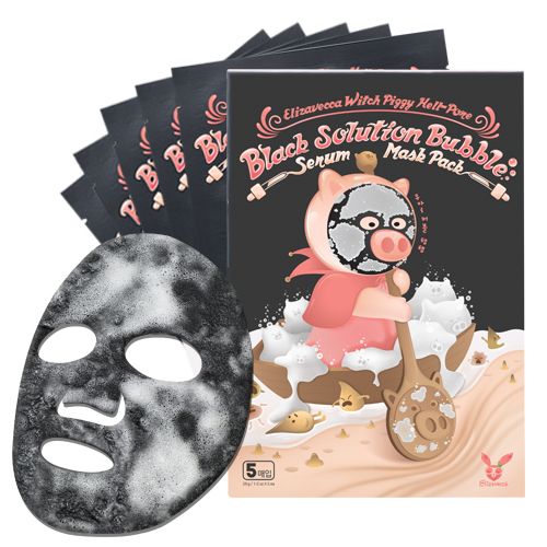 Пузирчаста маска від чорних цяток Elizavecca Hell pore black solution bubble serum mask pack, 1 шт фото