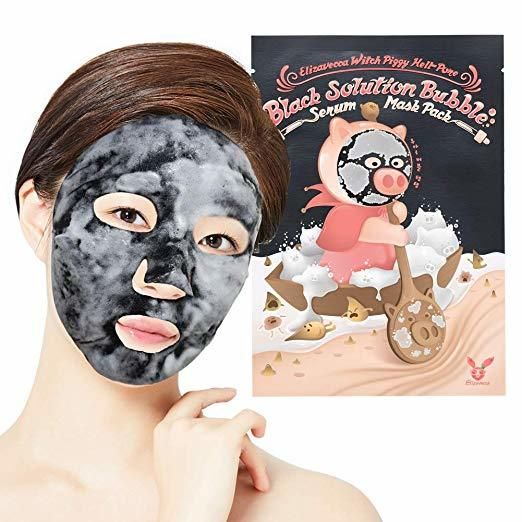 Пузирчаста маска від чорних цяток Elizavecca Hell pore black solution bubble serum mask pack, 1 шт фото