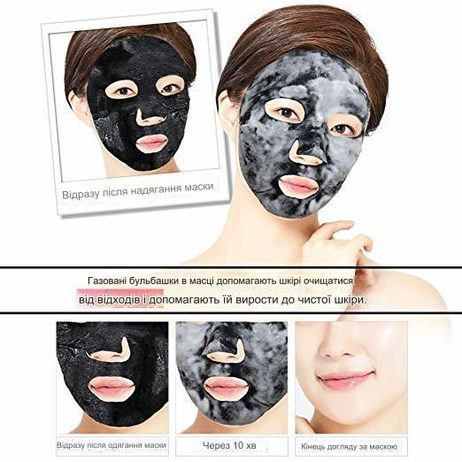 Пузирчаста маска від чорних цяток Elizavecca Hell pore black solution bubble serum mask pack, 1 шт фото