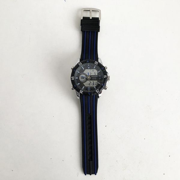 Часы наручные QUAMER, dual time, ремешок каучук. Цвет: синий фото