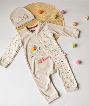 Чоловічок для дівчинки Зайчик сірий , розмір 6-9 міс фото